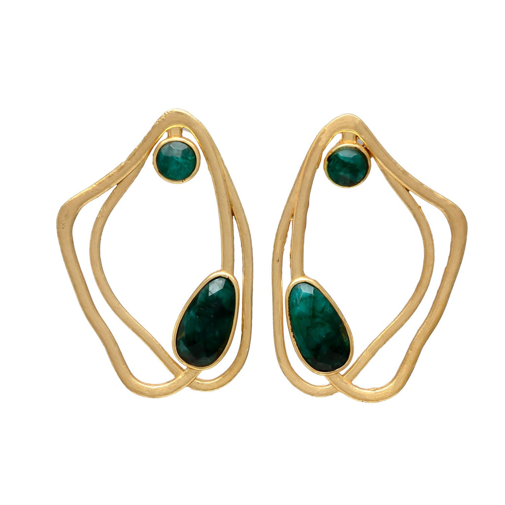 AYLA, ARETES CON PIEDRAS NATURALES Y BAÑO DE ORO