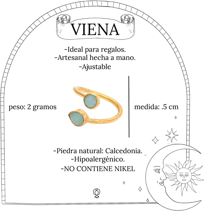 VIENA, ANILLO CON PIEDRAS NATURALES Y BAÑO DE ORO DE 14K