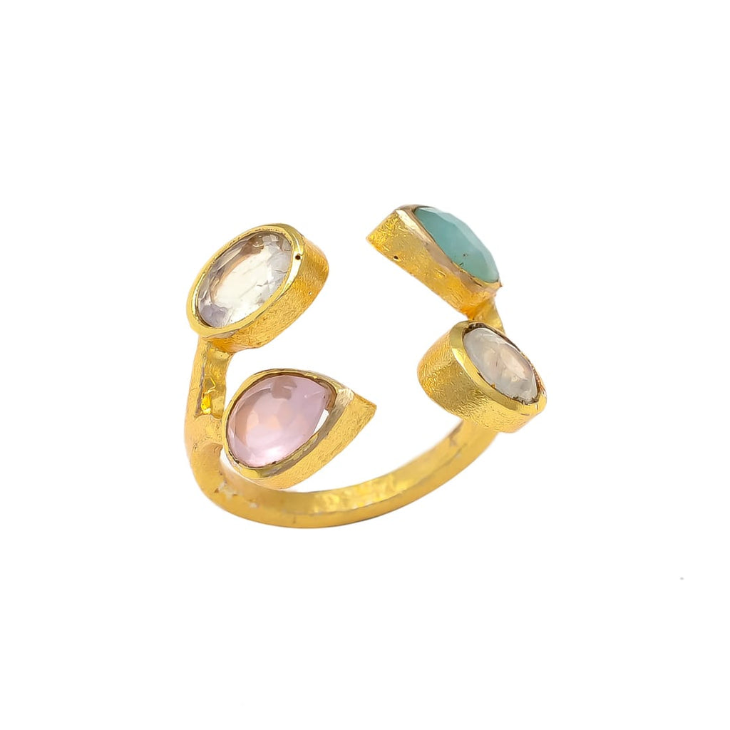 IVANA, ANILLOS CON PIEDRAS NATURALES Y BAÑO DE ORO.