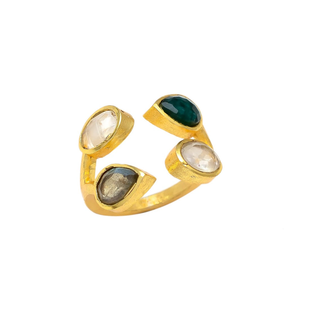 IVANA, ANILLOS CON PIEDRAS NATURALES Y BAÑO DE ORO.