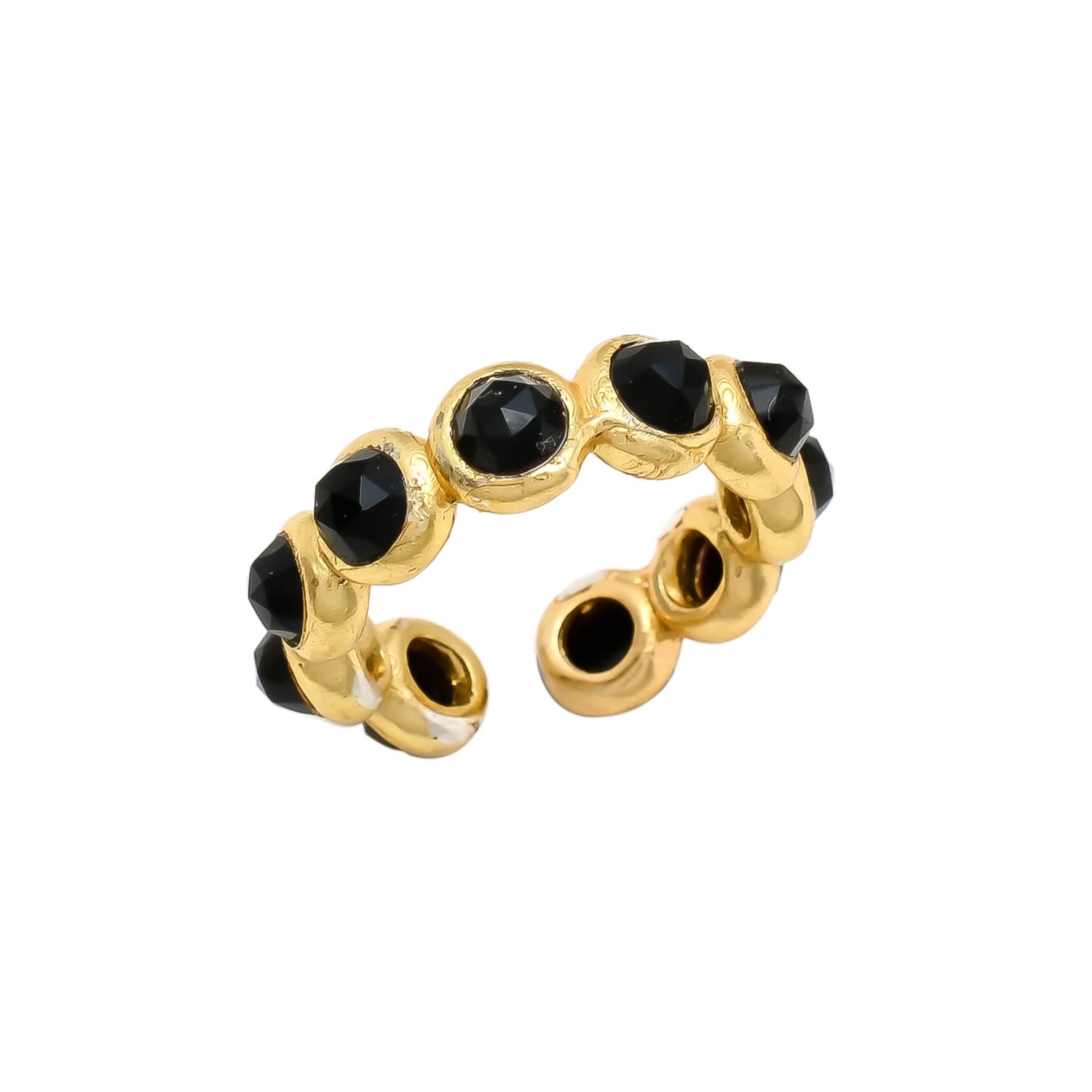 JOLIE, ANILLO AJUSTABLE CON PIEDRAS NATURALES Y BAÑO DE ORO