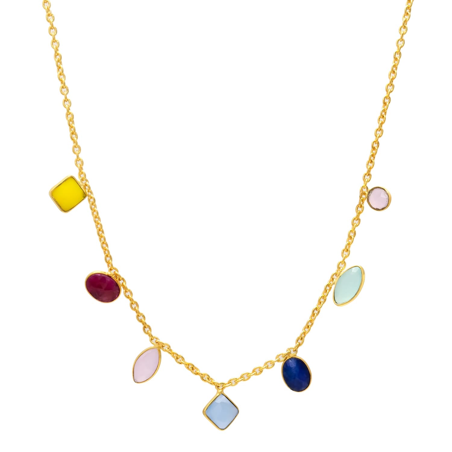 MAR, COLLAR CON PIEDRAS NATURALES Y BAÑO DE ORO.