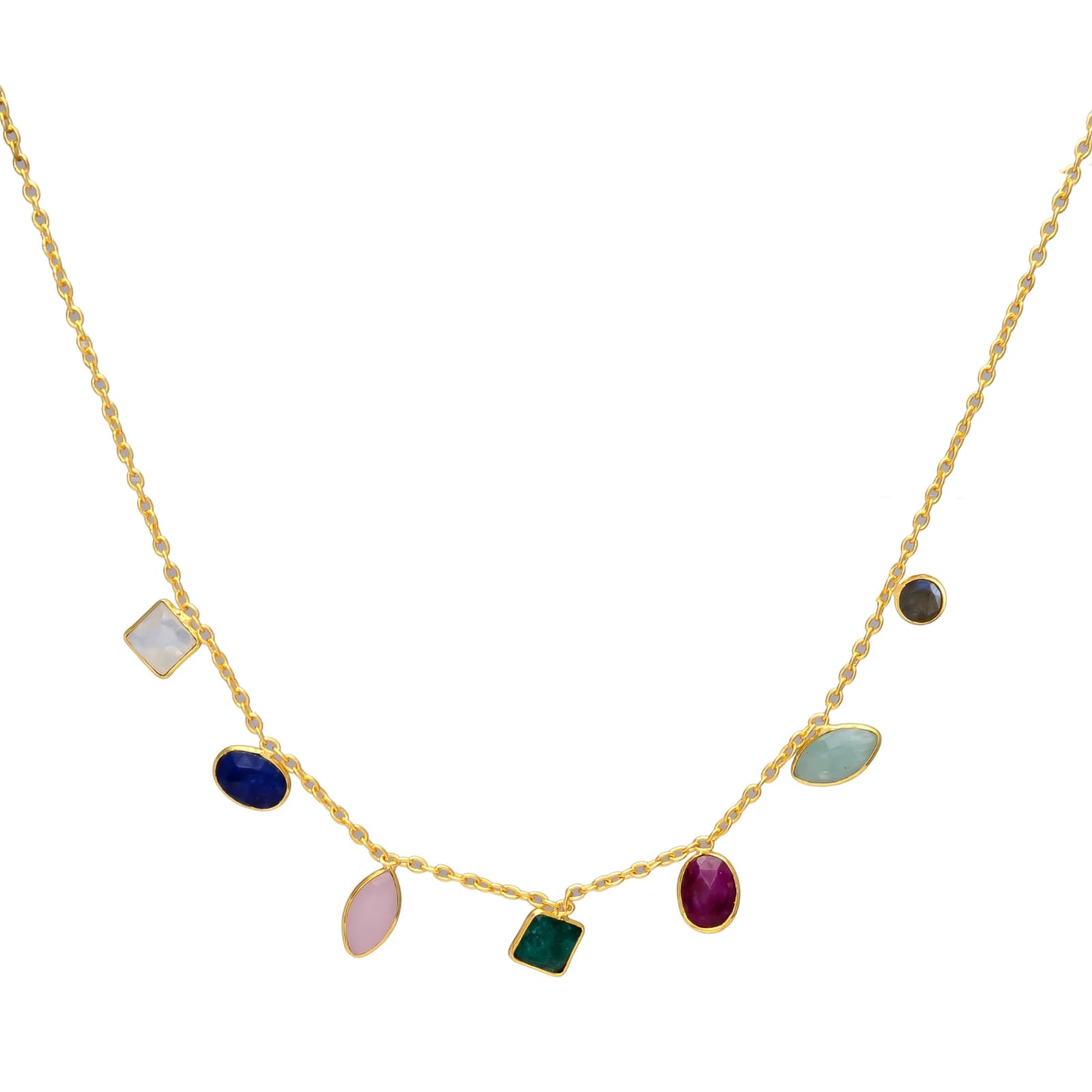 MAR, COLLAR CON PIEDRAS NATURALES Y BAÑO DE ORO.