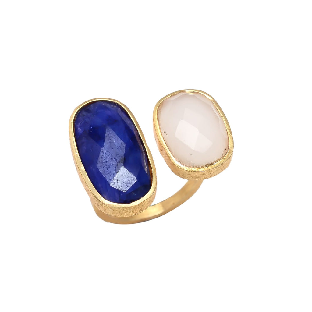 MATHILDE, ANILLO CON PIEDRAS NATURALES Y BAÑO DE ORO DE 14K