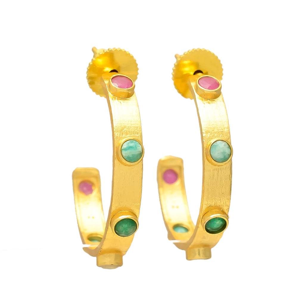 mini ANNETTE, ARETES CON PIEDRAS NATURALES Y BAÑO DE ORO