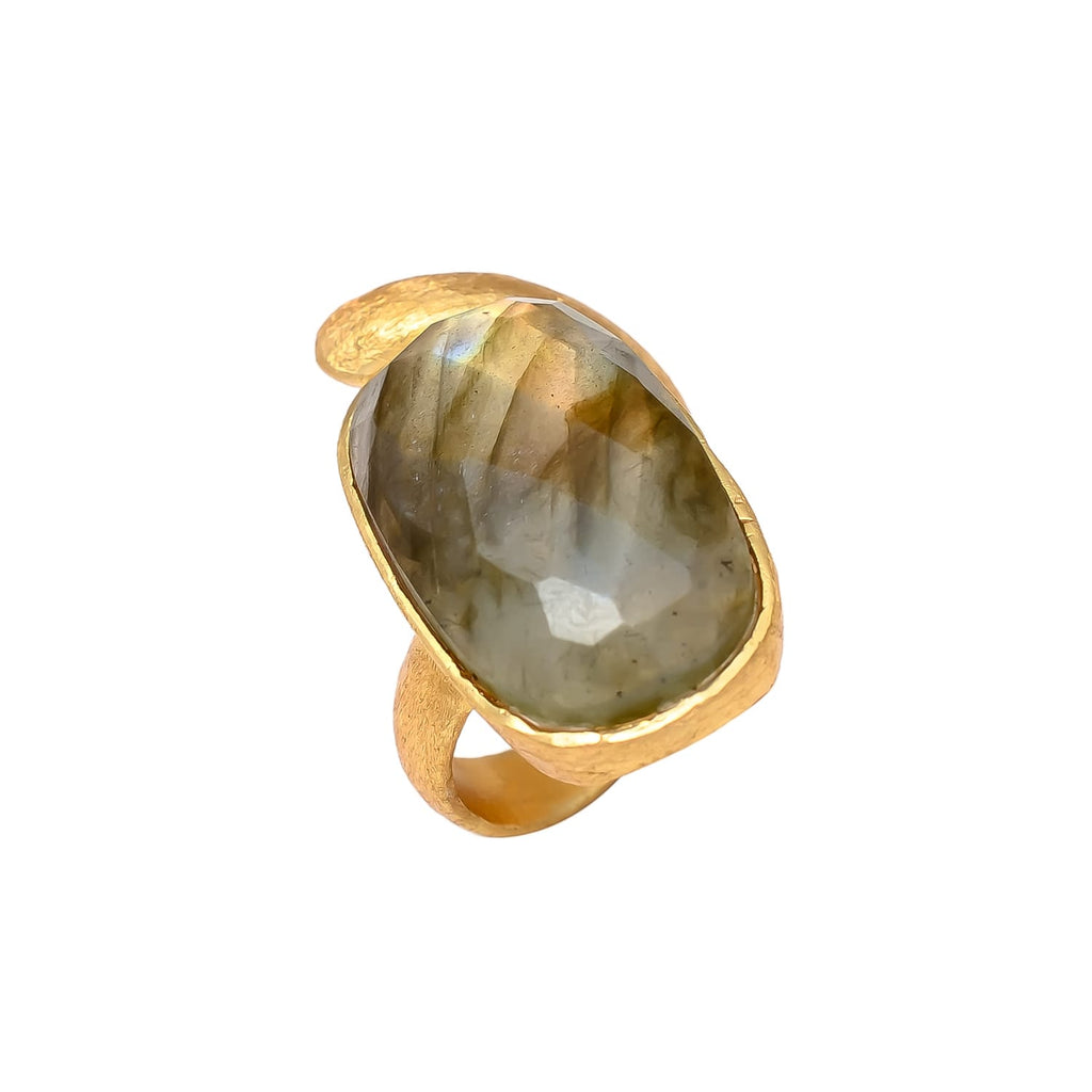 RUT, ANILLO CON PIEDRAS NATURALES Y BAÑO DE ORO DE 14K