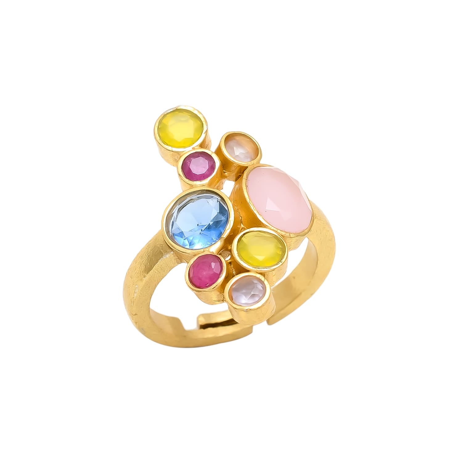 SOLIER, anillo de piedras naturales y baño de oro.