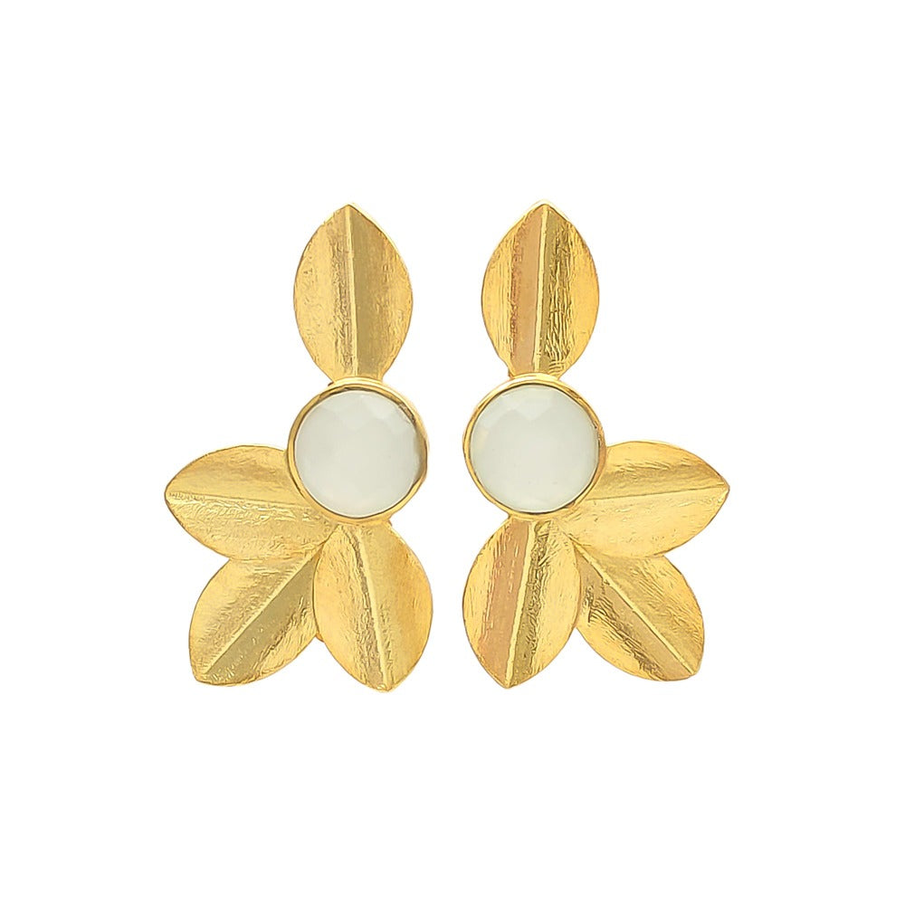 TOKIO, aretes con piedras y baño de oro de 24k