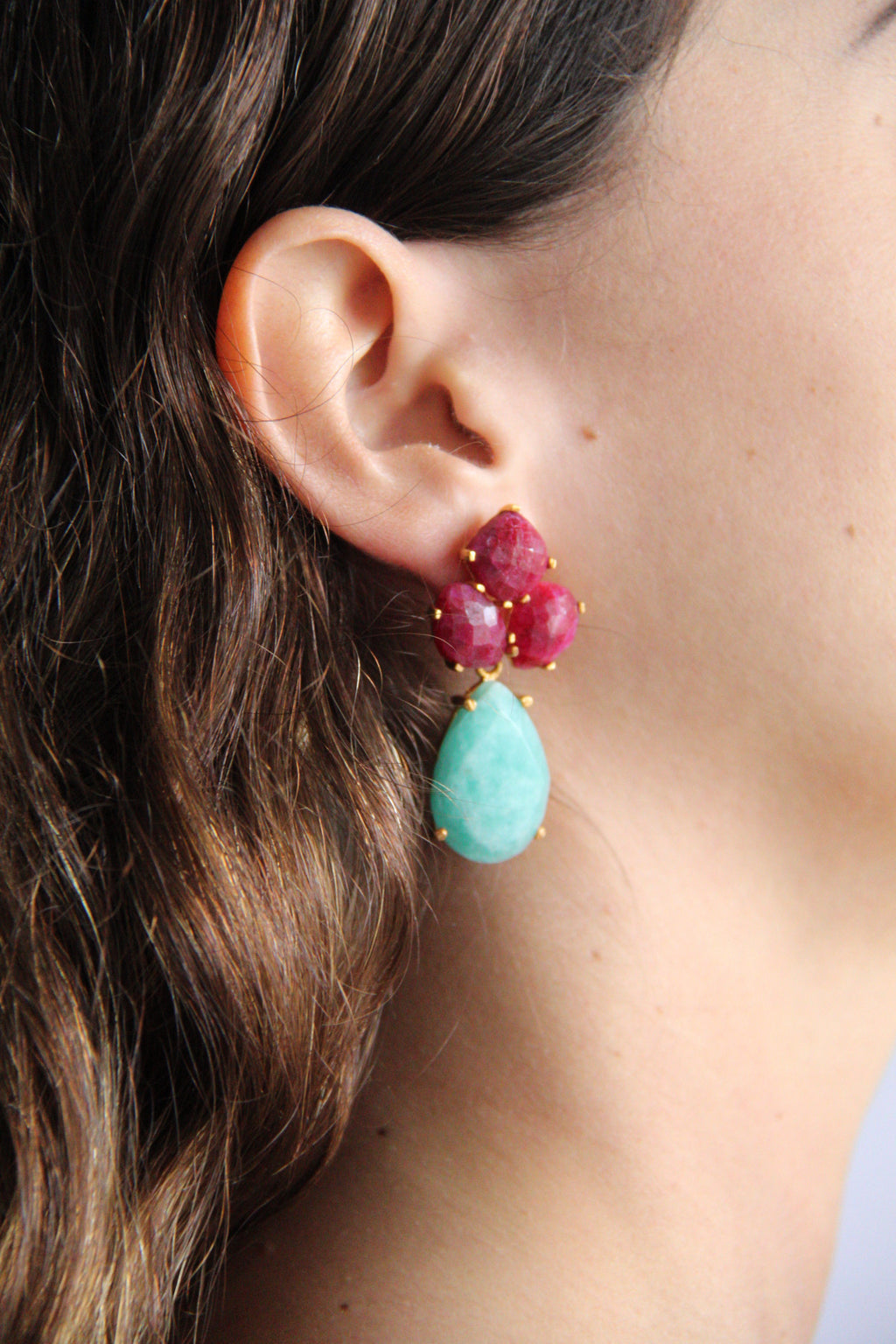CECILE, aretes desmontables con piedras naturales