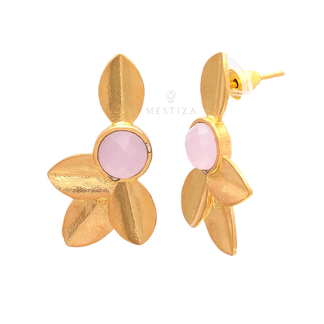 TOKIO, aretes con piedras y baño de oro de 24k