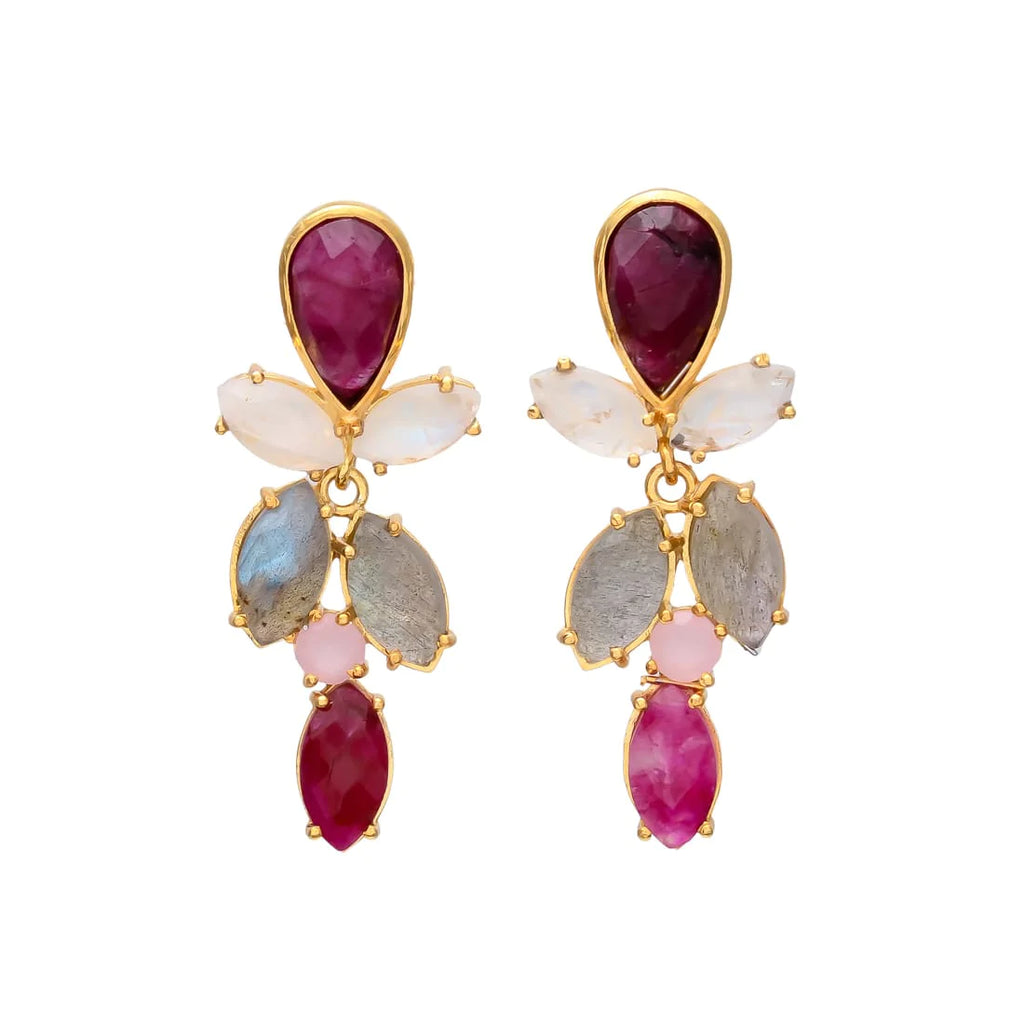 MAGNOLIA, ARETES CON PIEDRAS NATURALES