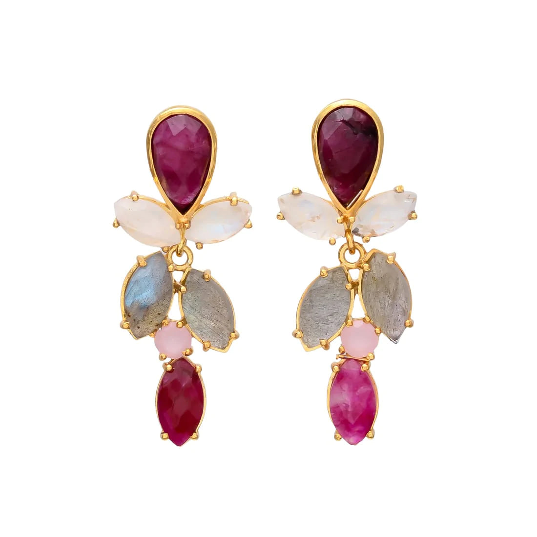 MAGNOLIA, ARETES CON PIEDRAS NATURALES