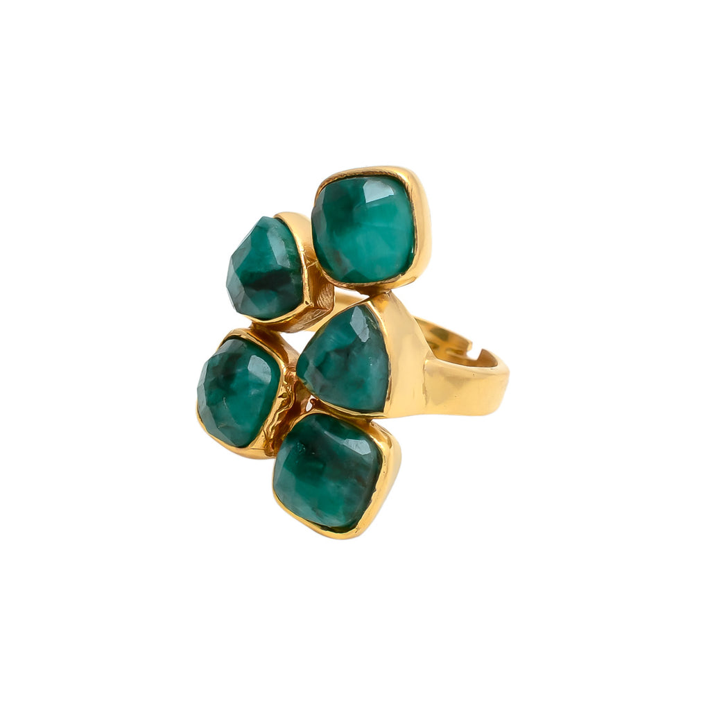 SHINE anillo con piedras y baño de oro de 24k