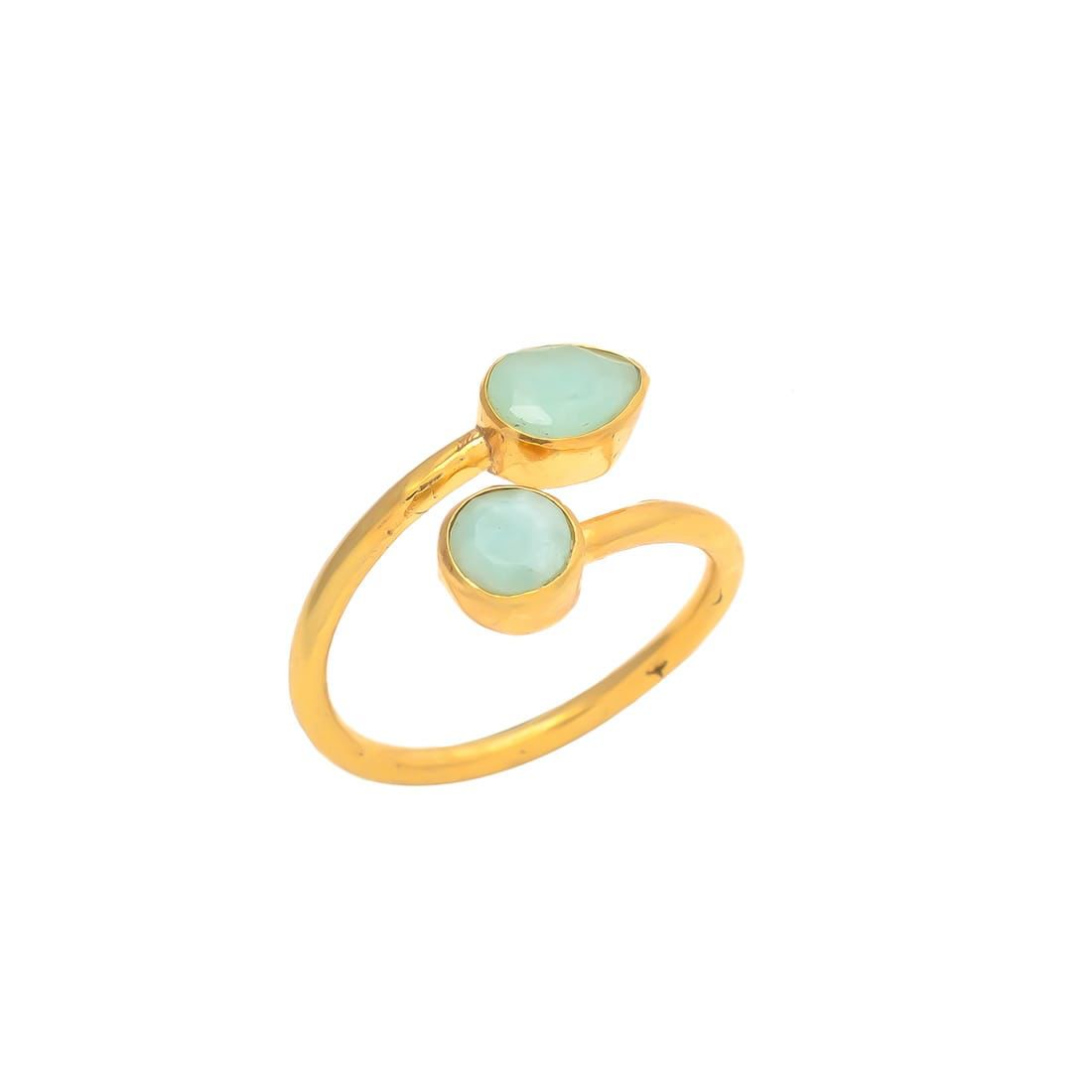 VIENA, ANILLO CON PIEDRAS NATURALES Y BAÑO DE ORO DE 14K